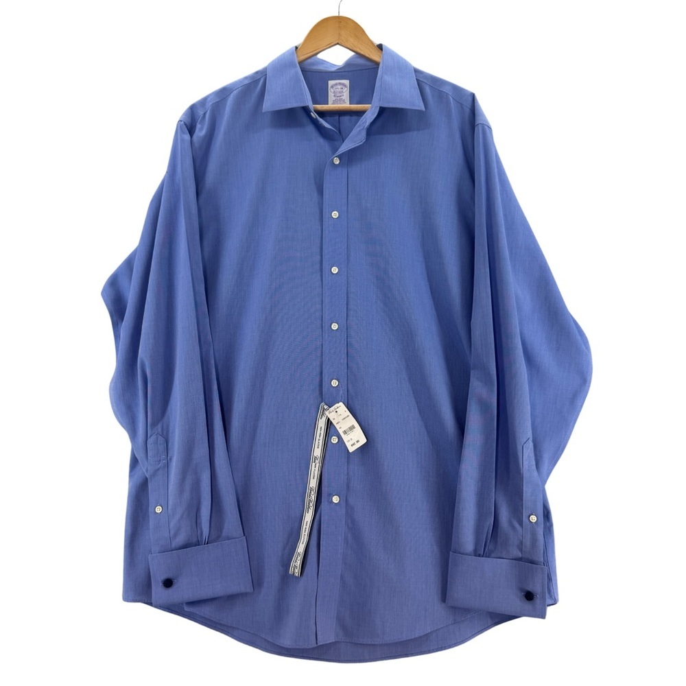 NWT Brooks Brothers Men's Classic Button Down Shirt Blue Size 17.5 - 38 NEW!